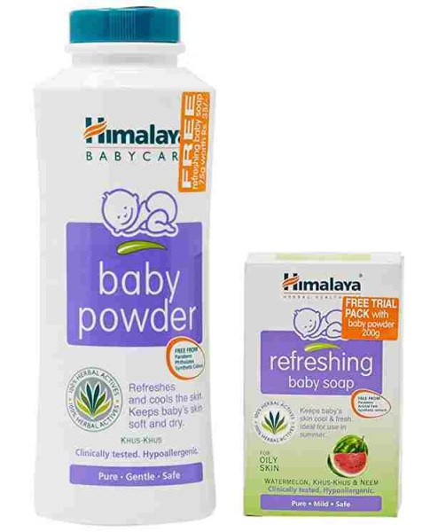 Himalaya Baby Powder, 200g with Free Refreshing Baby Soap, Pack of 75g